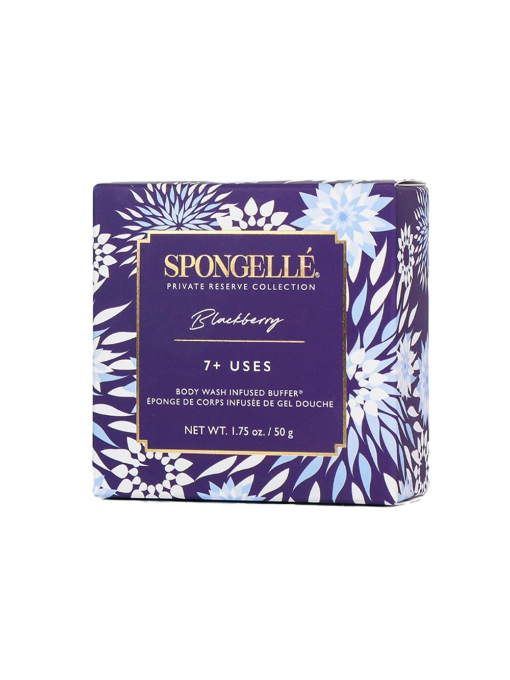 Spongellé Blackberry Body Wash Infused Buffer - Purple and Blue Floral Box